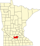 Map of Minnesota highlighting Sibley County